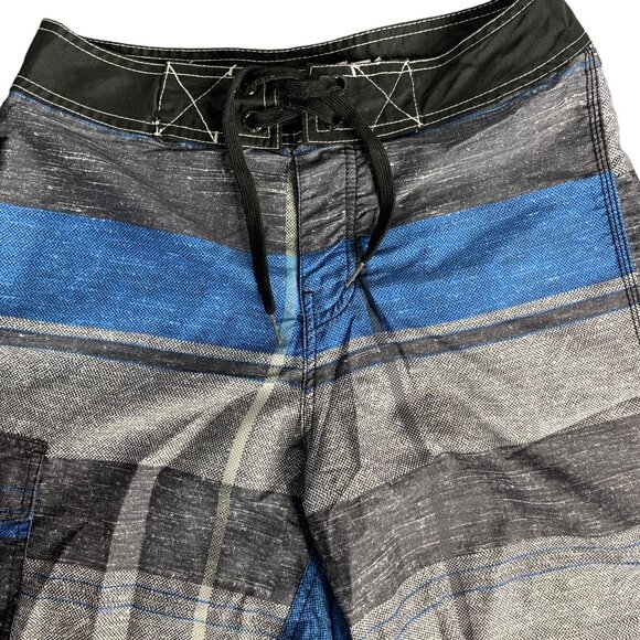 Lot of 2 Pull On Shorts Ezekiel PRNTD 28 Black Blue Stripe Pockets Drawstring - Picture 3 of 12